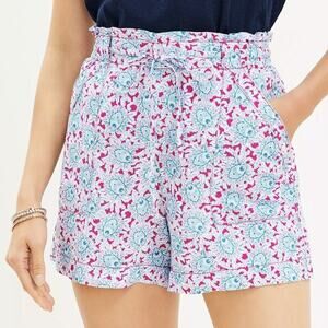 Loft Pull On Linen Blend Shorts In Bloom Paisley Floral Women XL Airy Pockets